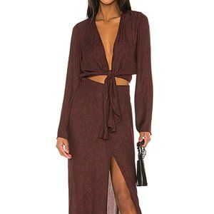 L'Academie The Francoise Maxi Dress in Burgundy Small